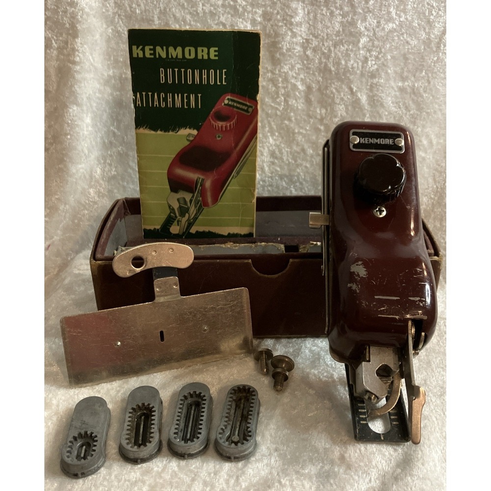 Vintage Kenmore Buttonholer & Sewing Machine Attachments Button Hole DIY Craft